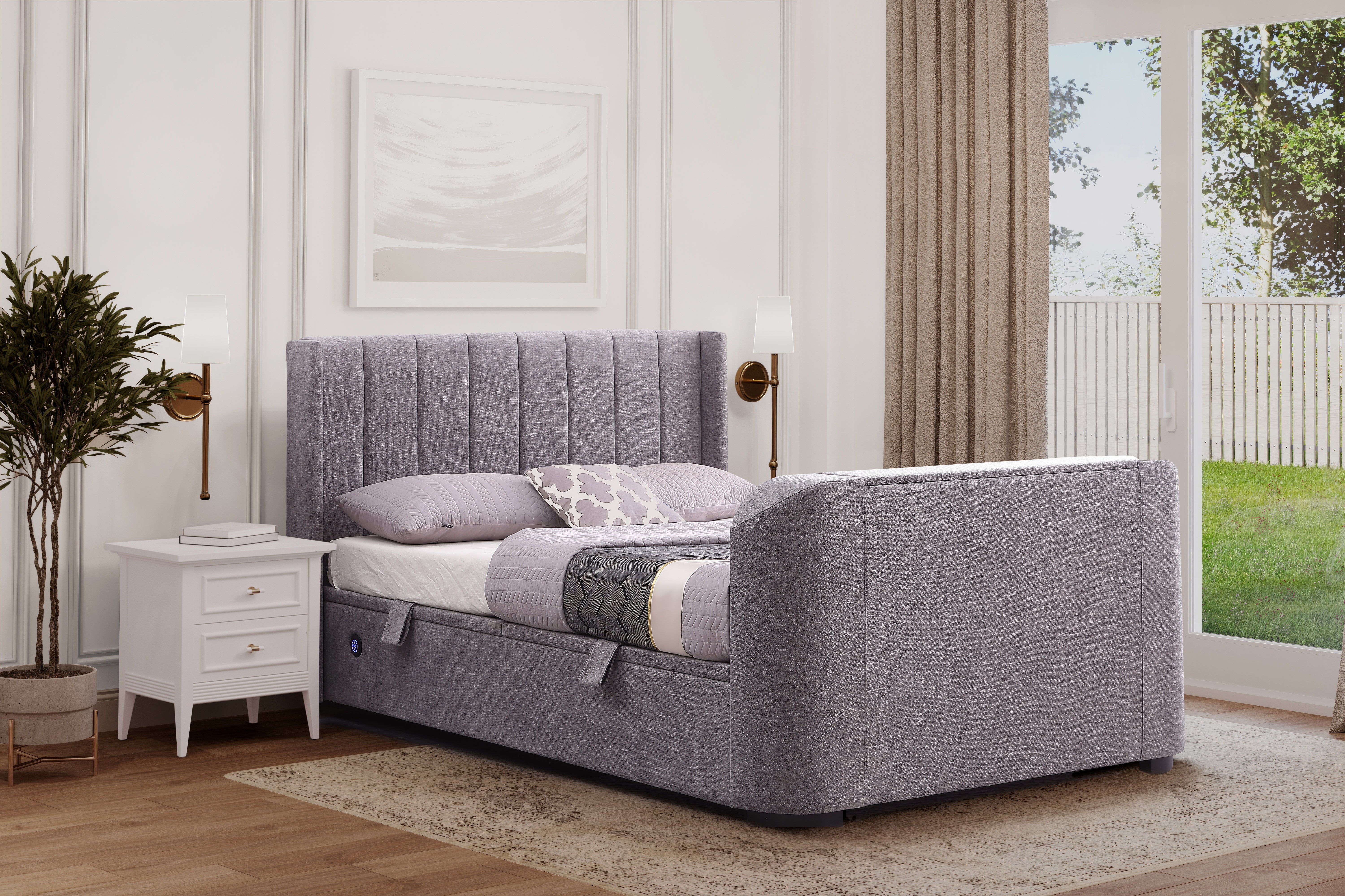 Tv bed with store storage and mattress