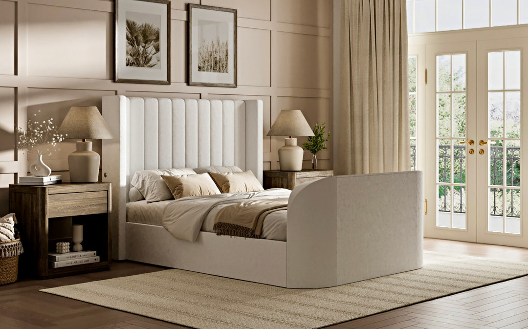 Astra Ottoman TV Bed in Cream Velvet