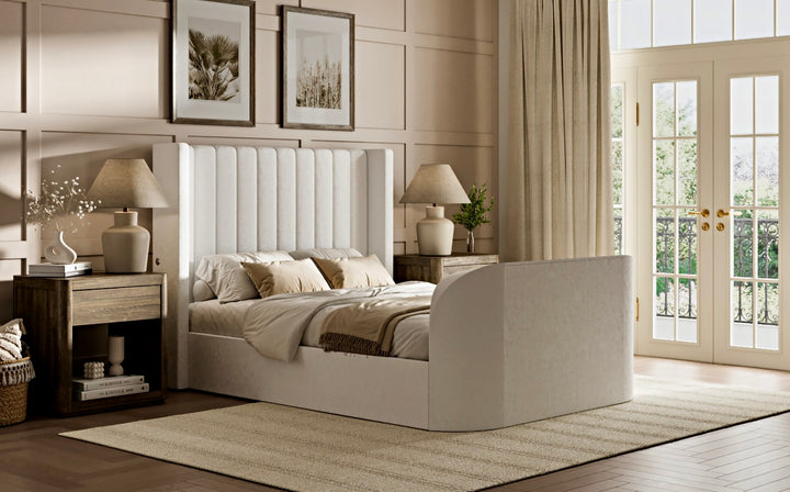 Astra Ottoman TV Bed in Cream Velvet