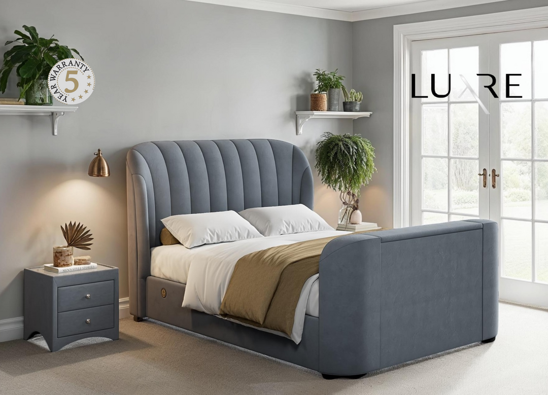 Aria Grey Velvet Ottoman TV Bed with USB Charging With £800 OFF!