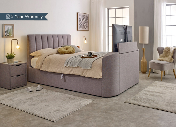 Capella TV Bed  in Steel Grey (non ottoman)