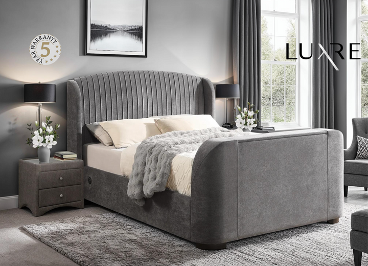 Viola Ottoman Storage TV Bed with USB Charging in Carbon Grey Fabric with £500.00 OFF!