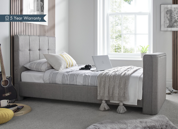 Alpha Single TV Bed In Grey - 32" TV Capacity with USB Charging with £100.00 OFF!