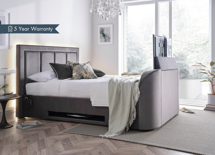 Harlem II Grey Velvet Ottoman TV Bed with £400 OFF!