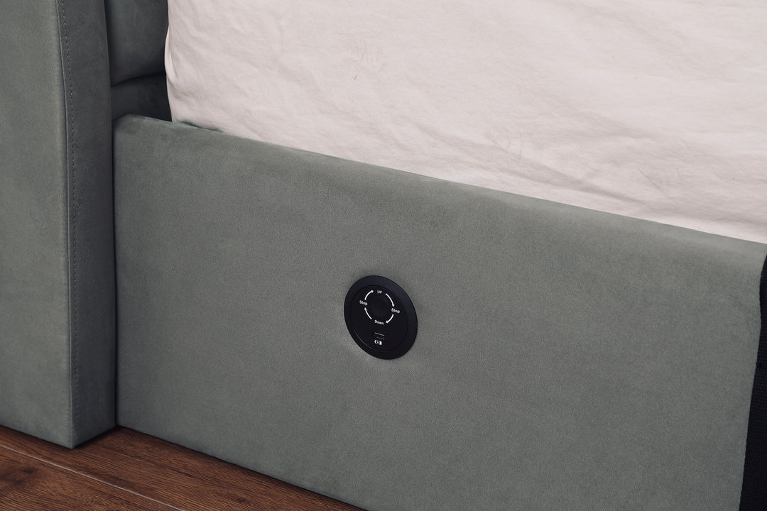 Vega Ottoman TV Bed in Luxury Grey Faux Suede with USB