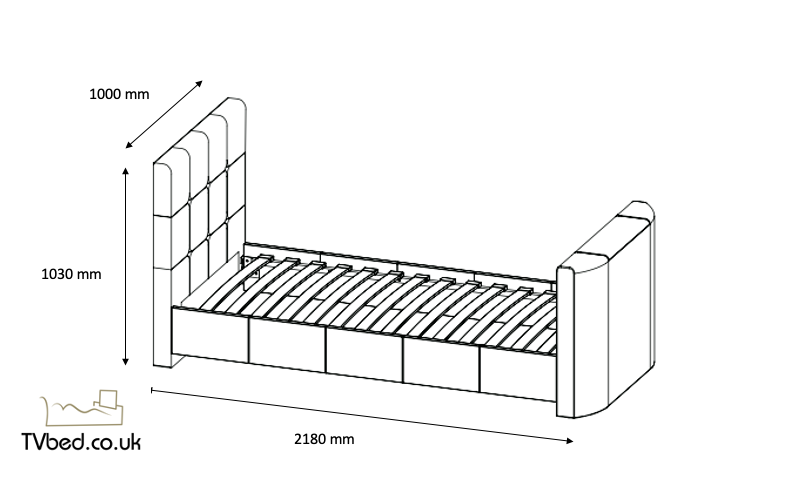 Alpha Single TV Bed In Light Stone - 32" TV Capacity with USB Charging