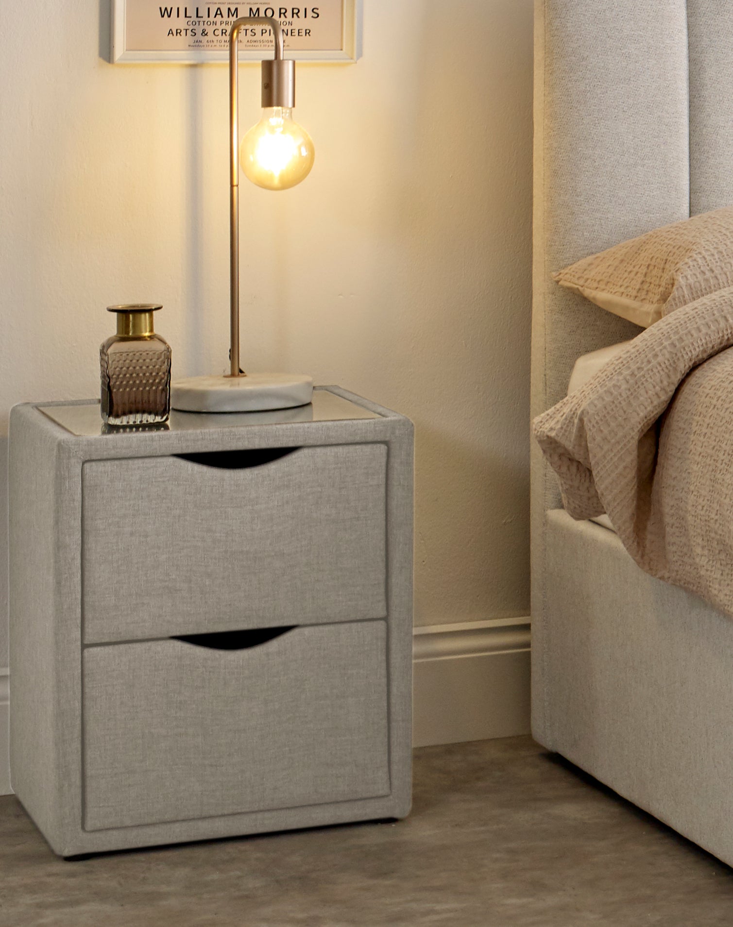 Fabric bedside deals table