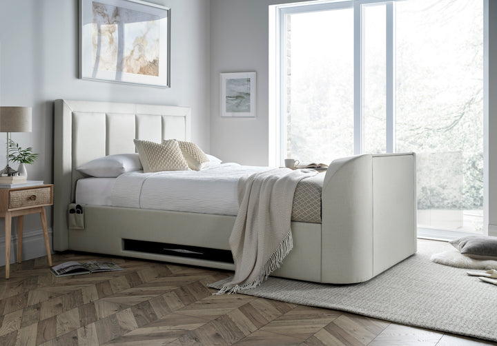 Harlem II Cream Fabric Ottoman TV Bed with £350 OFF