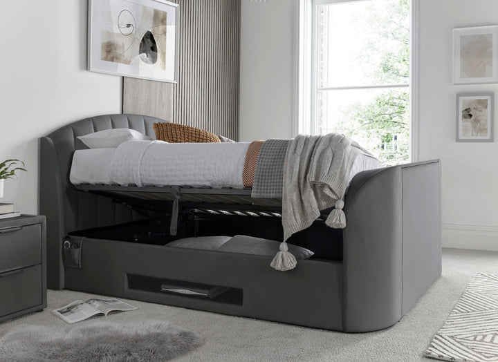 Pearl Ottoman TV Bed in Grey Velvet