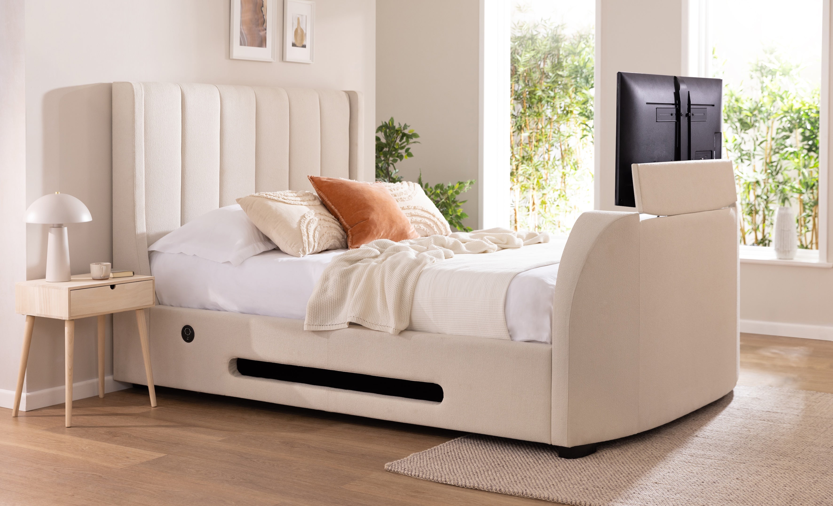 White leather tv deals bed