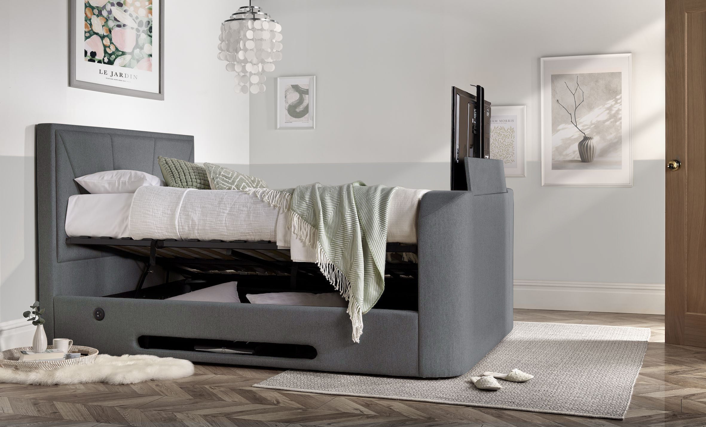 Grey tv clearance bed with storage