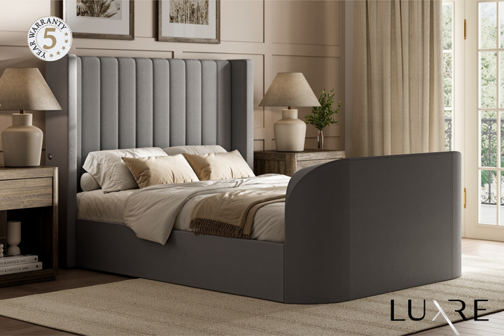 Astra Ottoman TV Bed in Grey Velvet