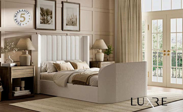 Astra Ottoman TV Bed in Cream Velvet