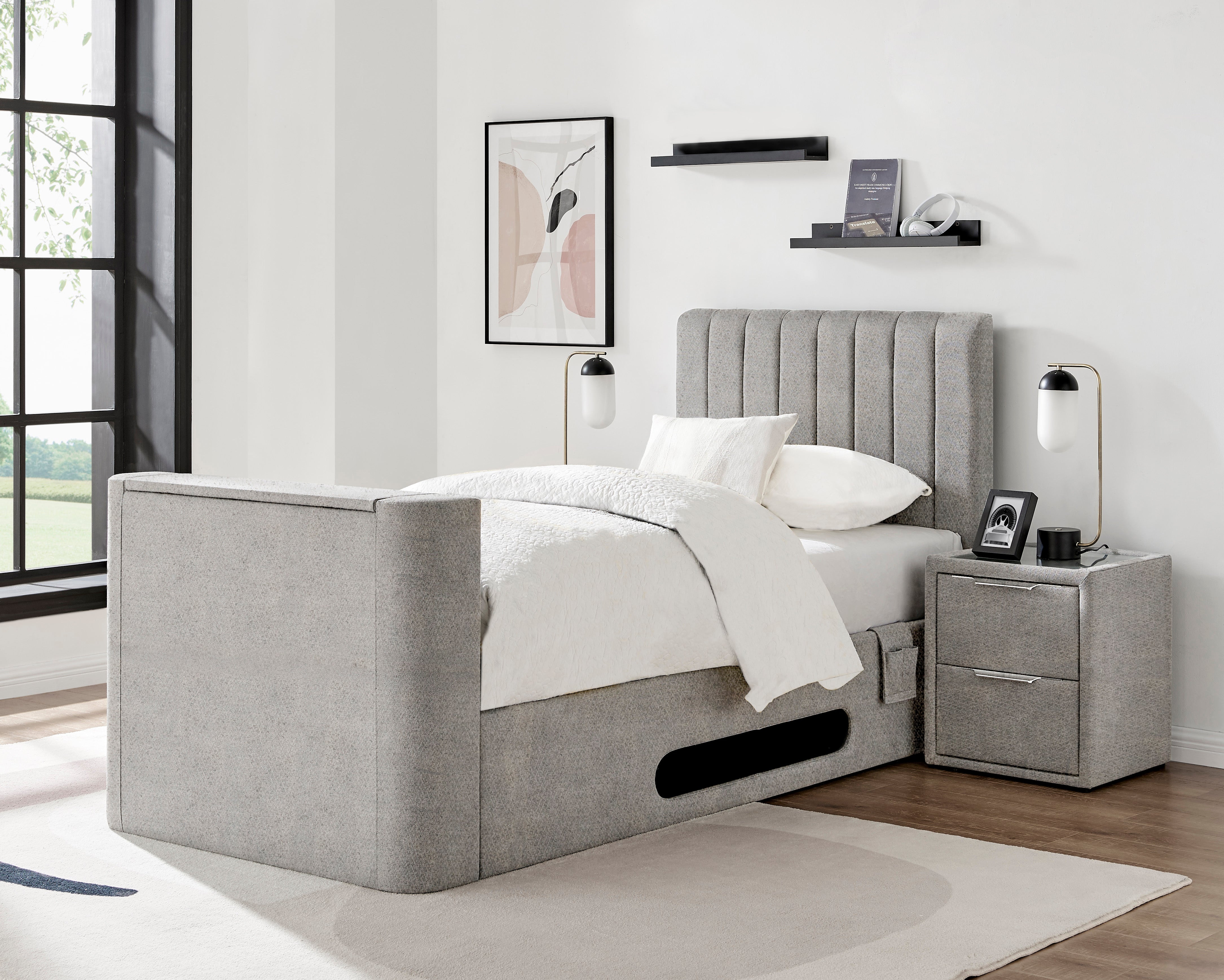 Single ottoman store tv bed